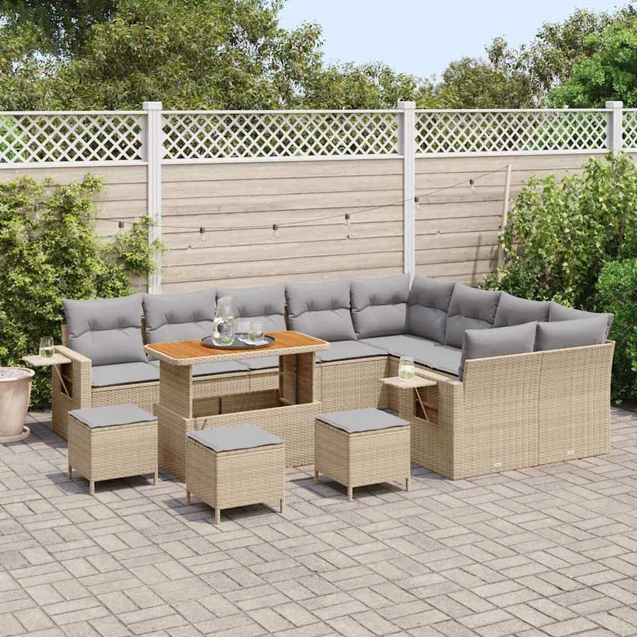 Ensemble de canapé de jardin 13 pcs Beige et Gris clair - 3