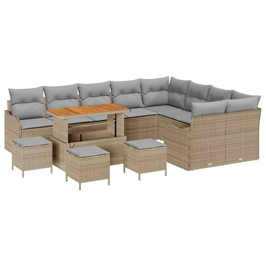 Ensemble de canapé de jardin 13 pcs Beige et Gris clair - 2