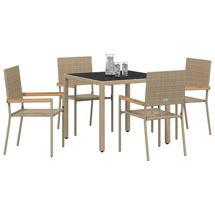 Ensemble de salle à manger pour jardin 5 pcs Beige polyrotin - 3