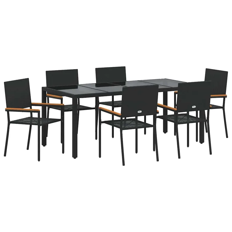 Ensemble de salle à manger pour jardin 7 pcs Noir polyrotin - 2
