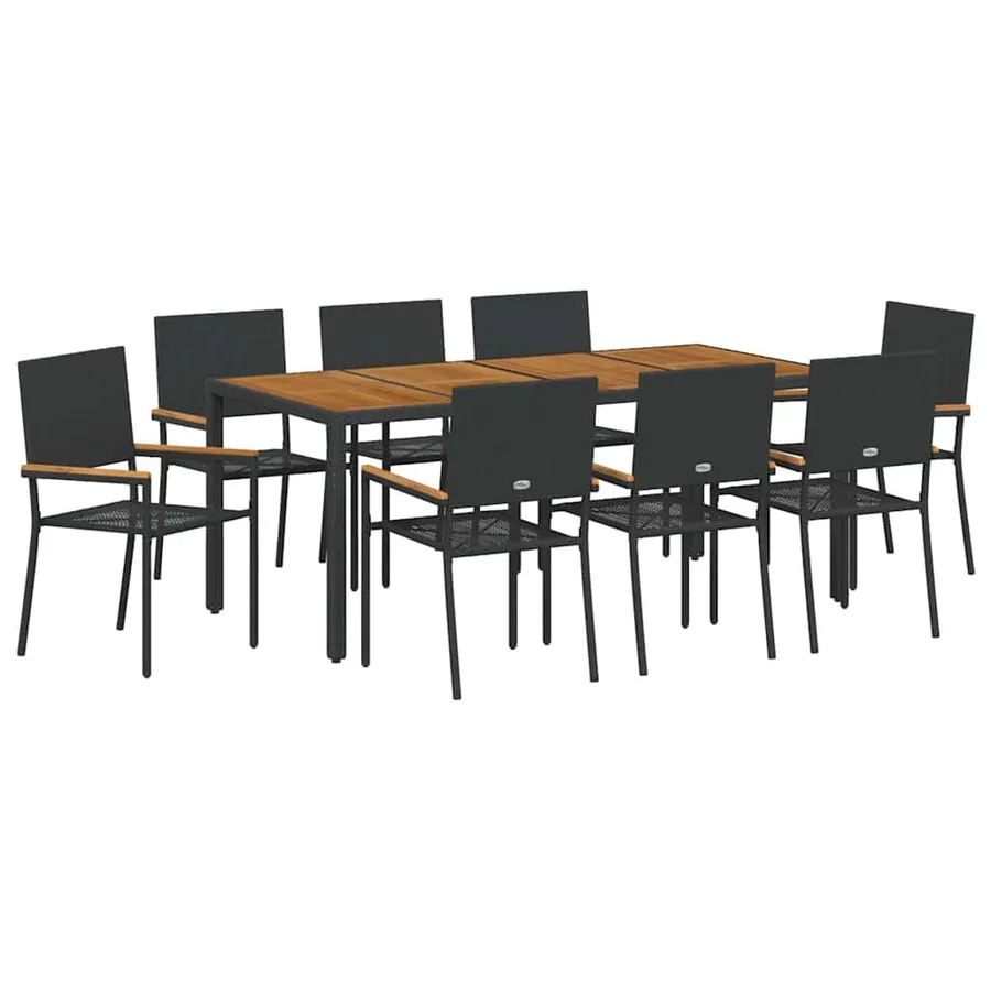 Ensemble de salle à manger pour jardin 9 pcs Noir polyrotin - 2
