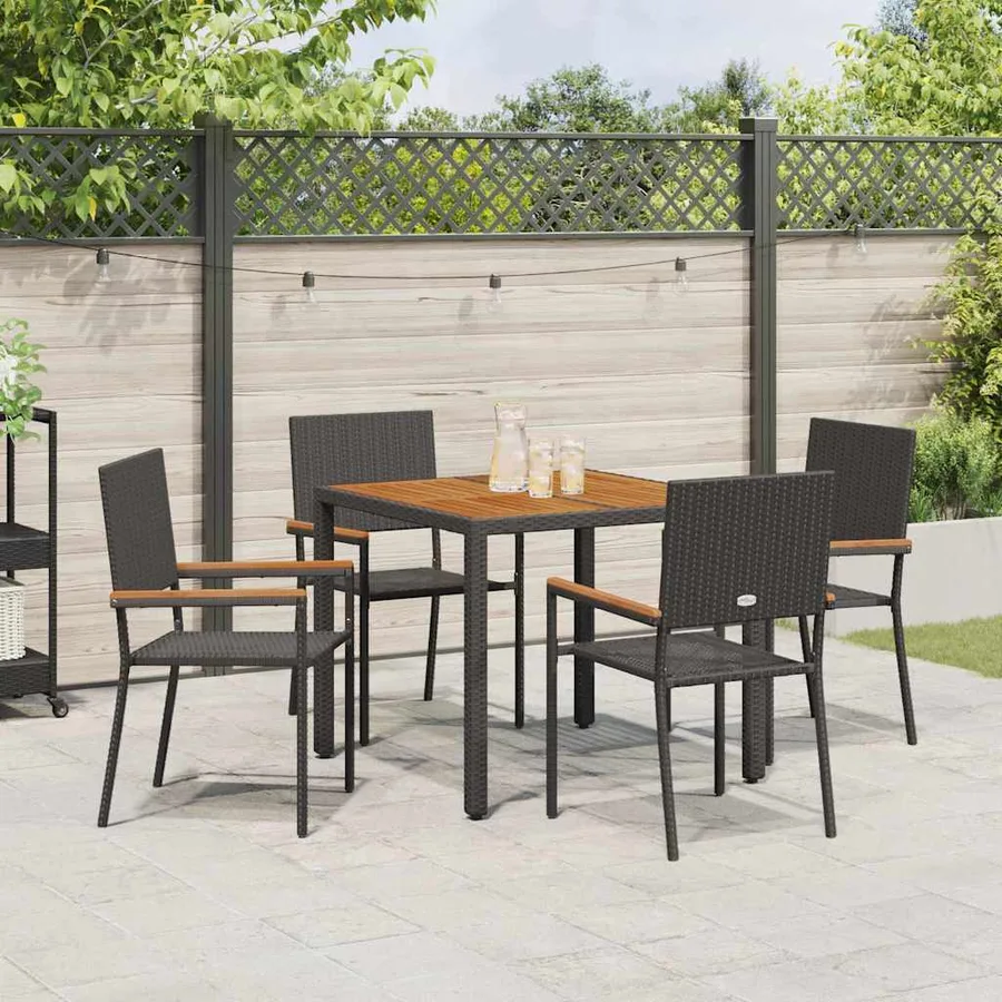 Ensemble de salle à manger pour jardin 5 pcs Noir polyrotin - 4