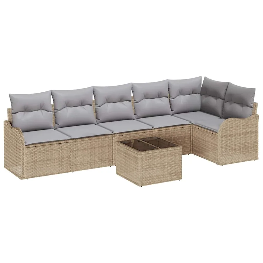 Ensemble de canapé de jardin avec coussin 7 pcs Noir Poly rotin - 2