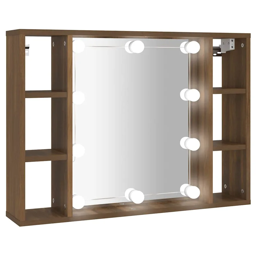 Armoire à miroir avec LED Chêne marron 76x15x55 cm - 2