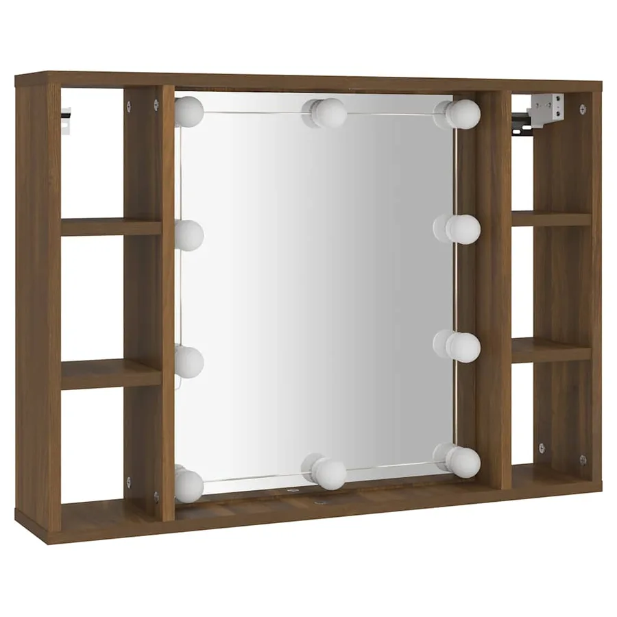 Armoire à miroir avec LED Chêne marron 76x15x55 cm - 3