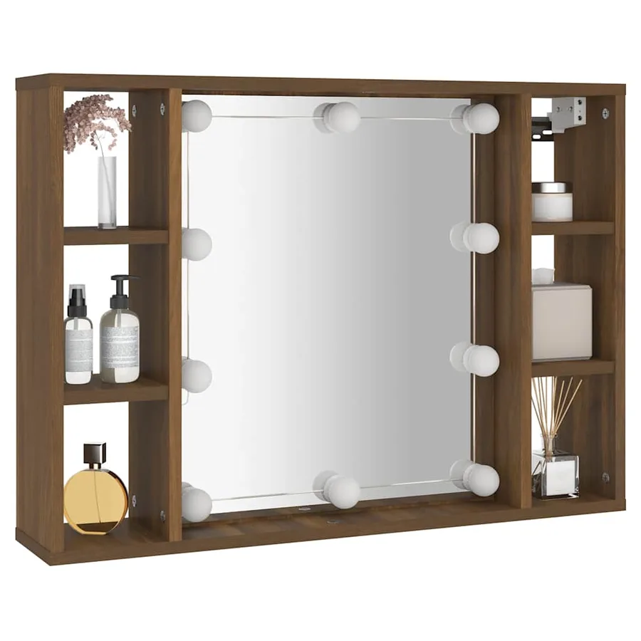 Armoire à miroir avec LED Chêne marron 76x15x55 cm - 6