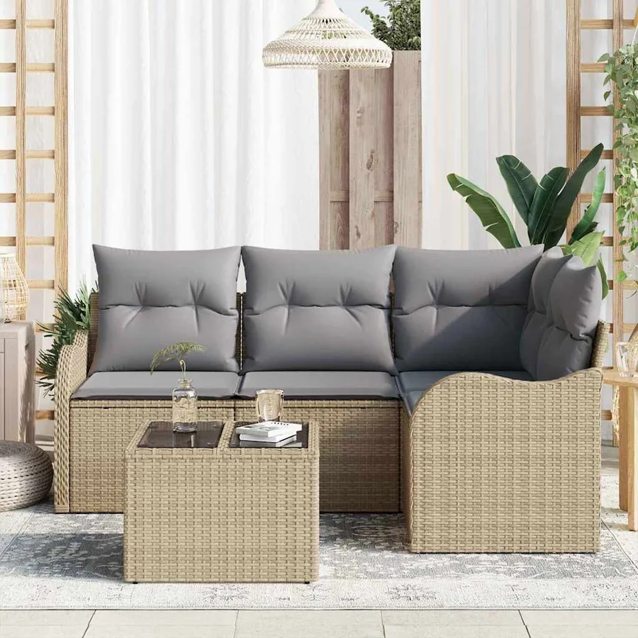 Ensemble de canapé de jardin avec stockage 5 pcs Noir polyrotin - 3