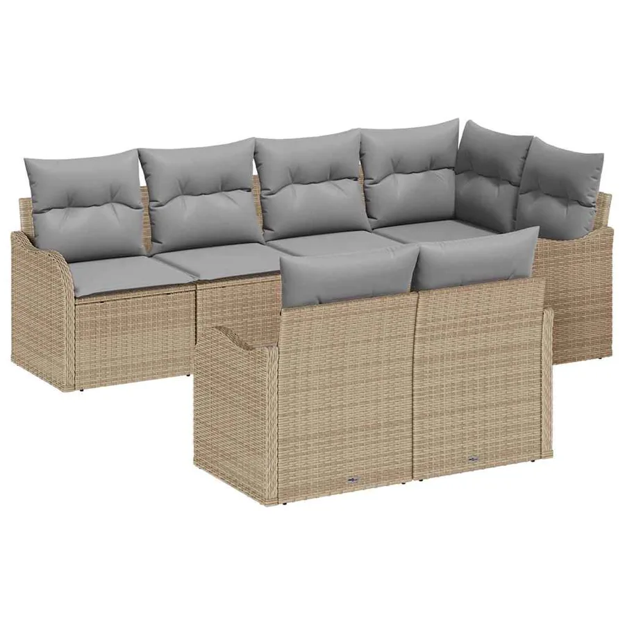 Ensemble de canapé de jardin 7 pcs Beige Poly rotin - 2