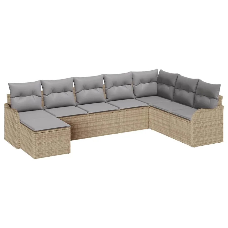 Ensemble de canapé de jardin 8 pcs beige et gris clair - 2