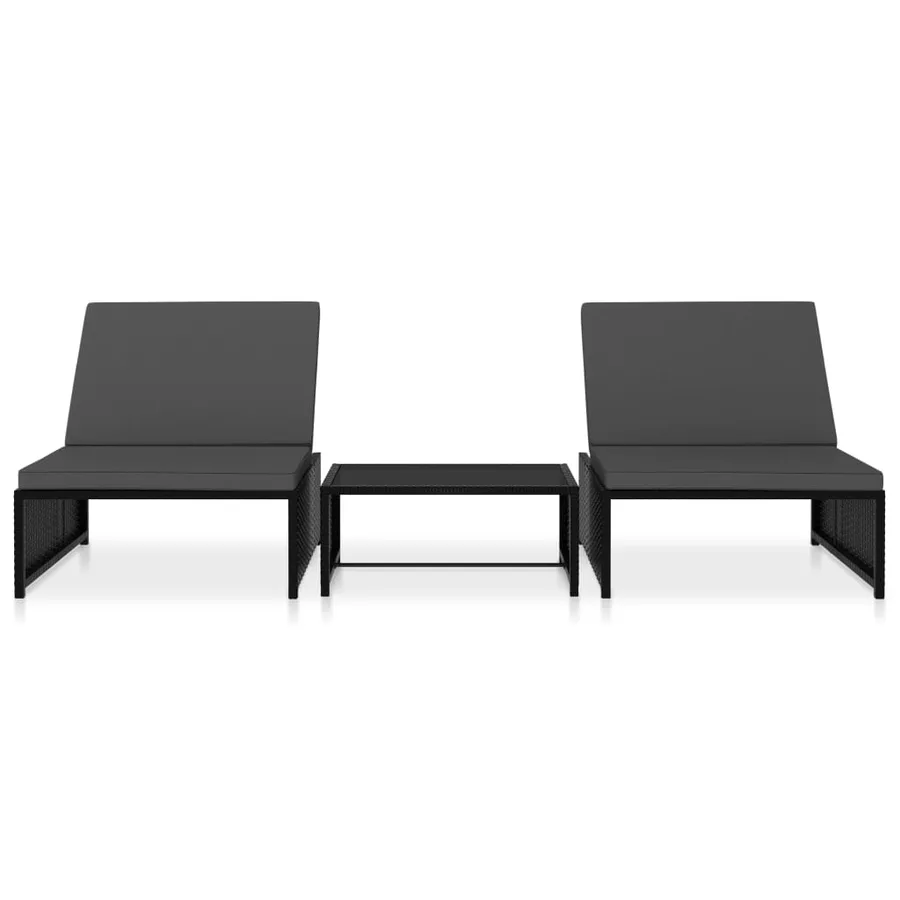 Chaises inclinables de jardin lot de 2 et table résine tressée - 2