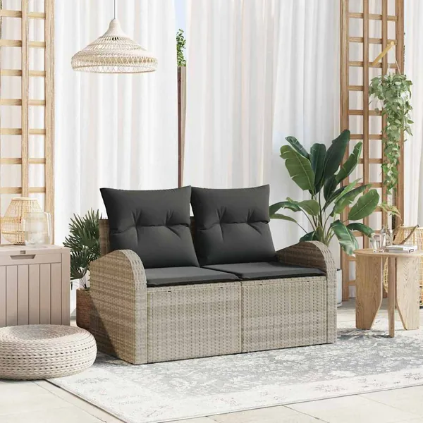 Canapé de jardin Gris clair 124 x 62 x 69cm polyrotin