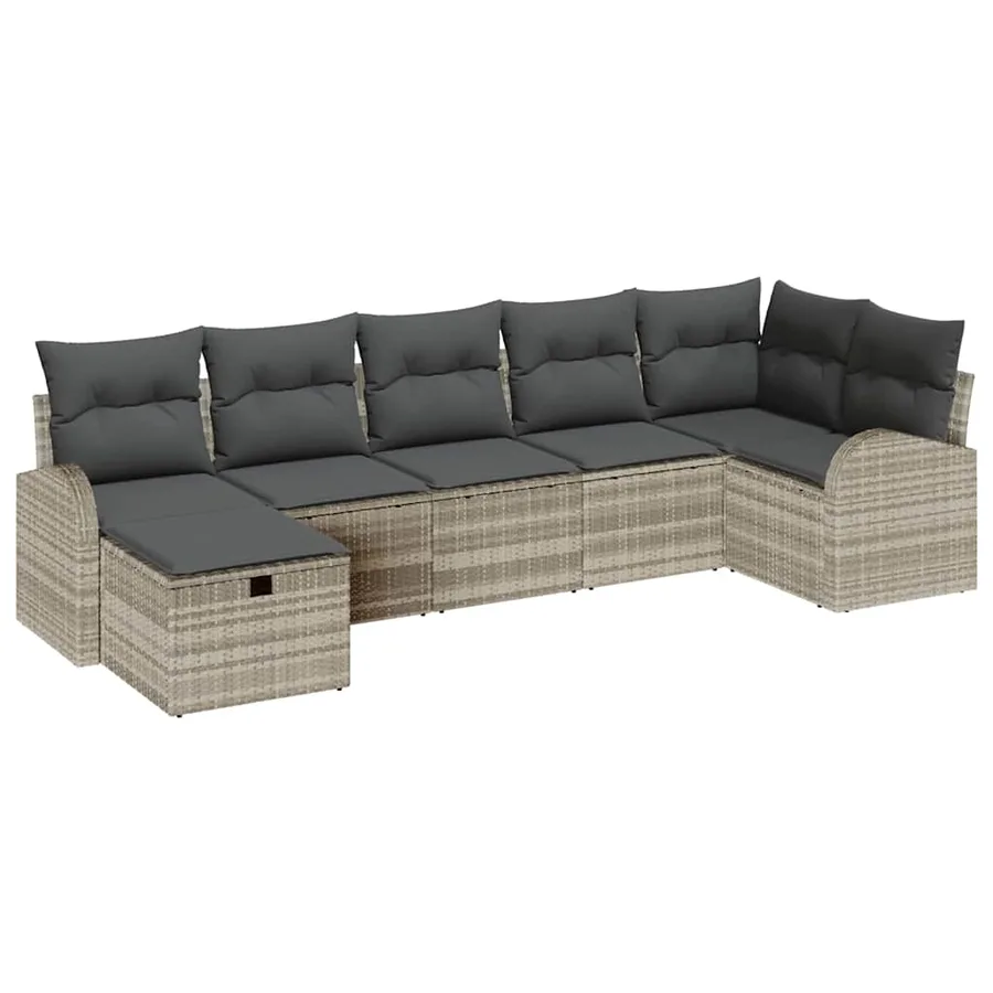 Ensemble de Canapés avec coussin Gris clair polyrotin - 2