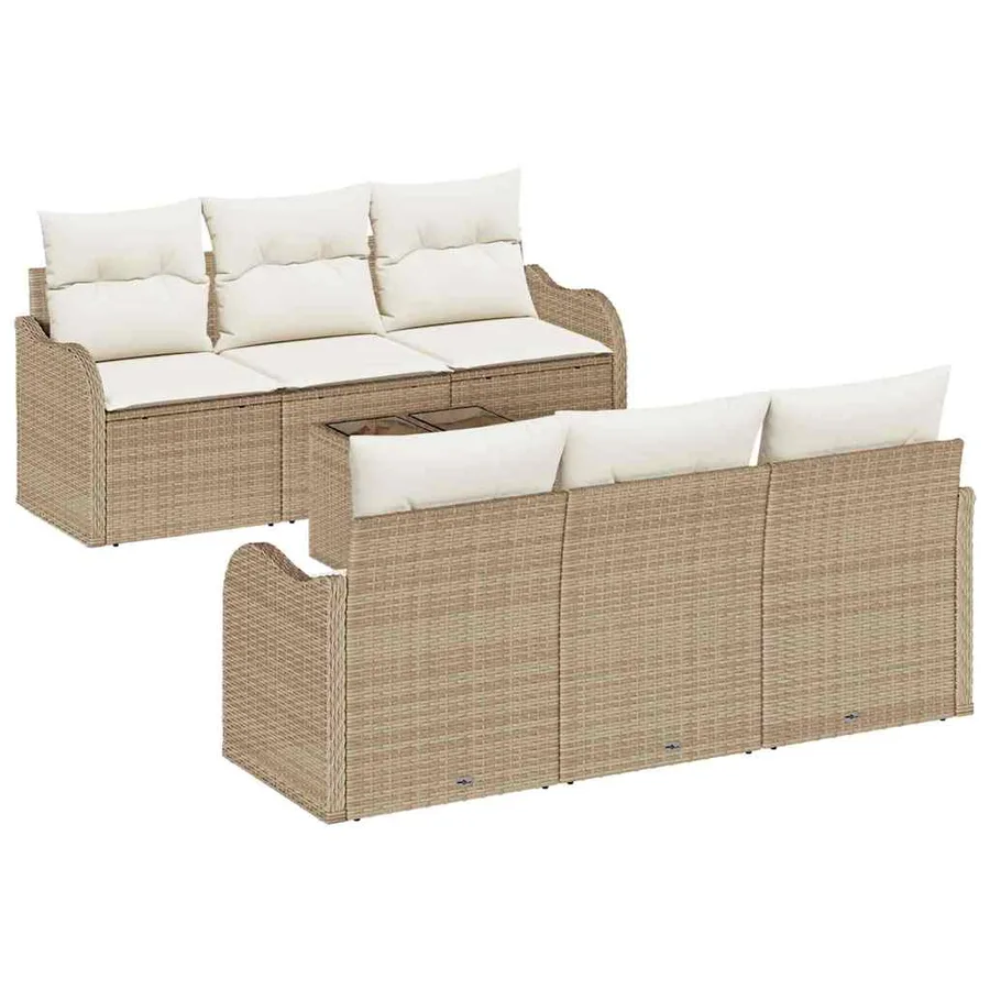 Ensemble de canapé de jardin avec coussin 7 pcs Beige et crème - 2