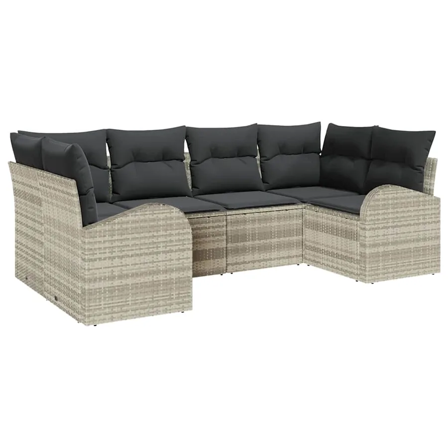 Ensemble de canapé de jardin 6 pcs Gris clair Poly Rattan - 2