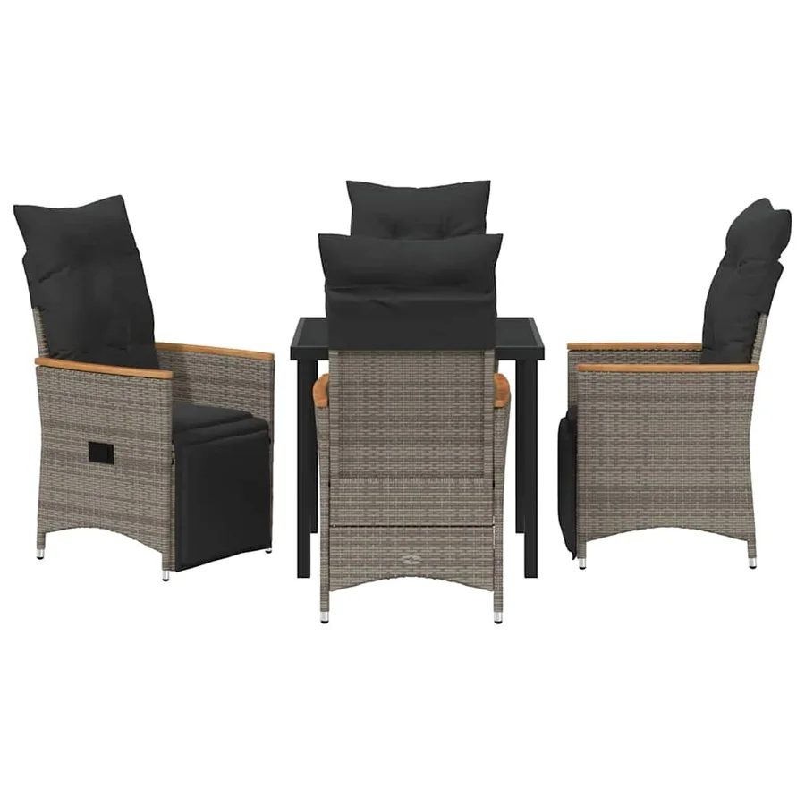 Ensemble de salle à manger pour jardin 5 pcs Gris polyrotin - 7