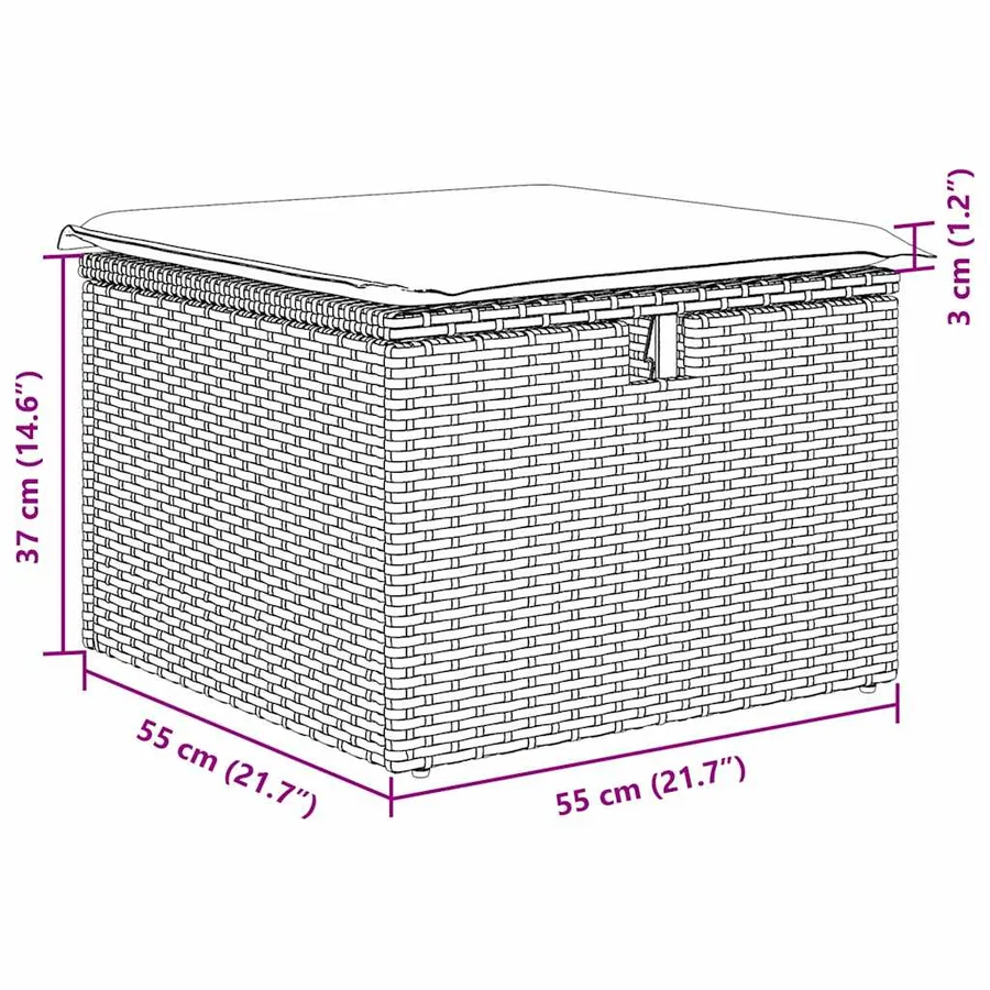 Ensemble de Canapés avec coussin Gris clair polyrotin - 15