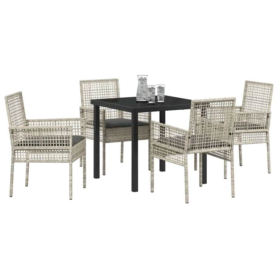Ensemble de salle à manger pour jardin 5 pcs Gris clair - 3
