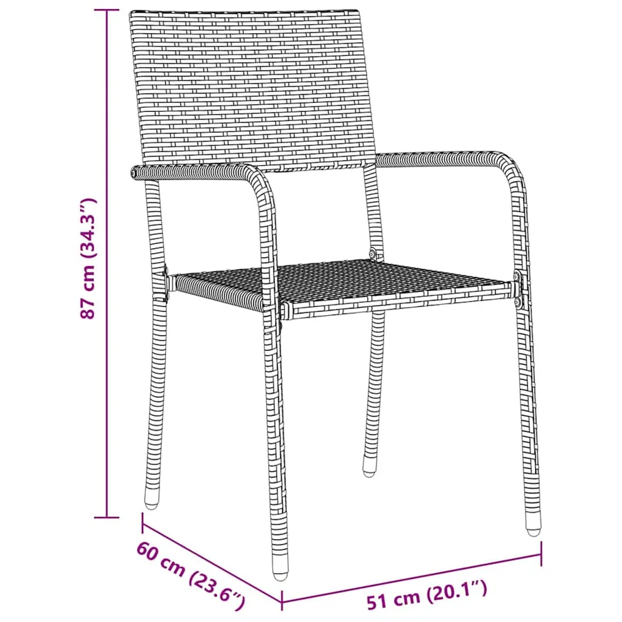 Ensemble de salle à manger pour jardin 3 pcs Gris polyrotin - 10