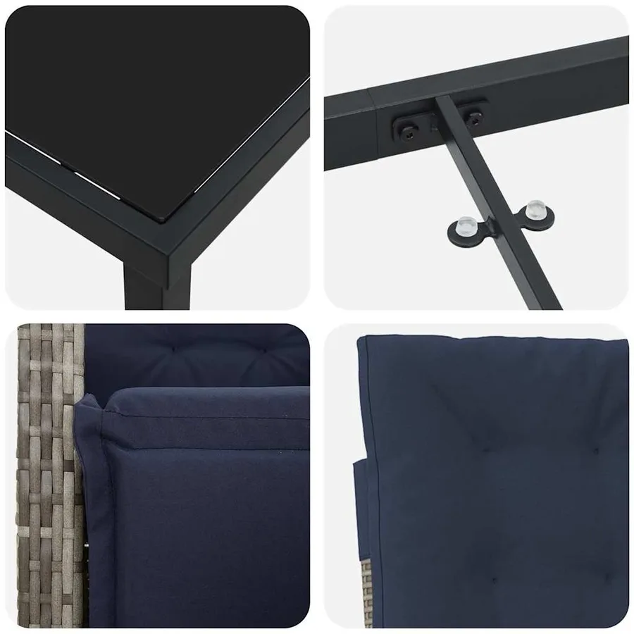 Ensemble de salle à manger pour jardin 3 pcs Gris polyrotin - 9