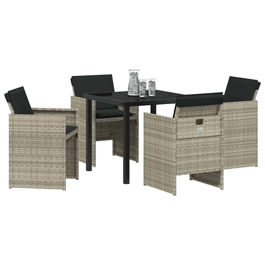 Ensemble de salle à manger pour jardin 5 pcs Gris clair - 3