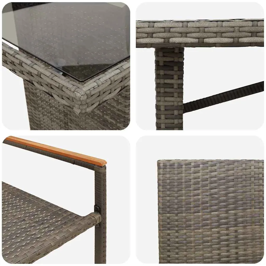 Ensemble de salle à manger pour jardin 7 pcs Gris polyrotin - 9