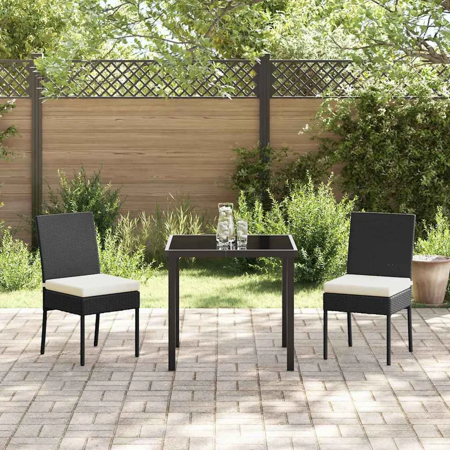 Ensemble de salle à manger pour jardin 3 pcs Noir - 4