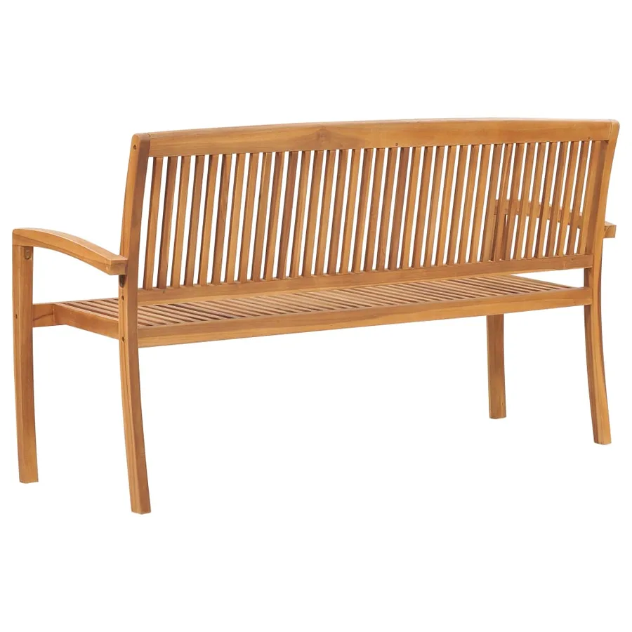 Banc de jardin empilable et coussin 159 cm Bois de teck massif - 9
