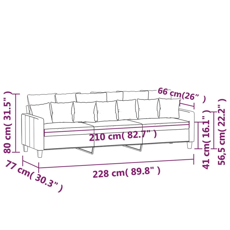 Canapé à 3 places Gris clair 210 cm Tissu - 8