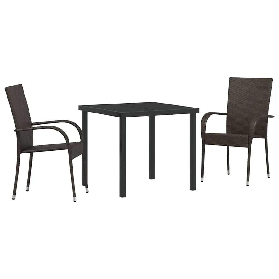 Ensemble de salle à manger pour jardin 3 pcs Marron - 2