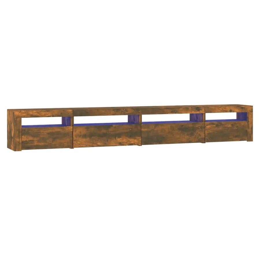 Meuble TV avec lumières LED Chêne fumé 270x35x40 cm - 2