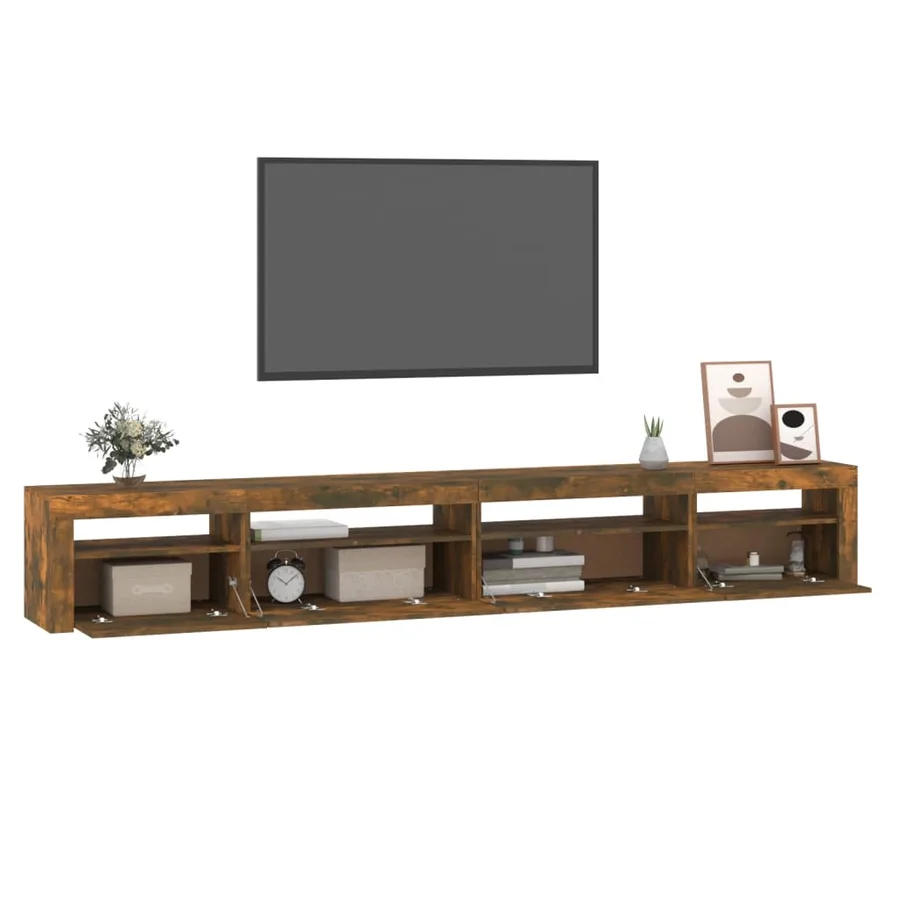 Meuble TV avec lumières LED Chêne fumé 270x35x40 cm - 6
