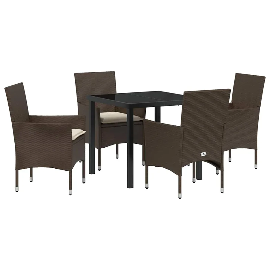 Ensemble de salle à manger pour jardin 5 pcs Marron polyrotin - 2