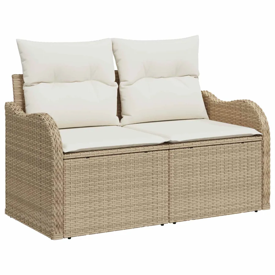 Canapé de jardin avec coussin Beige 121 x 62 x 69cm polyrotin - 2