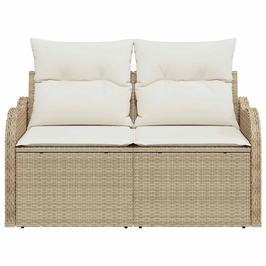 Canapé de jardin avec coussin Beige 121 x 62 x 69cm polyrotin - 4