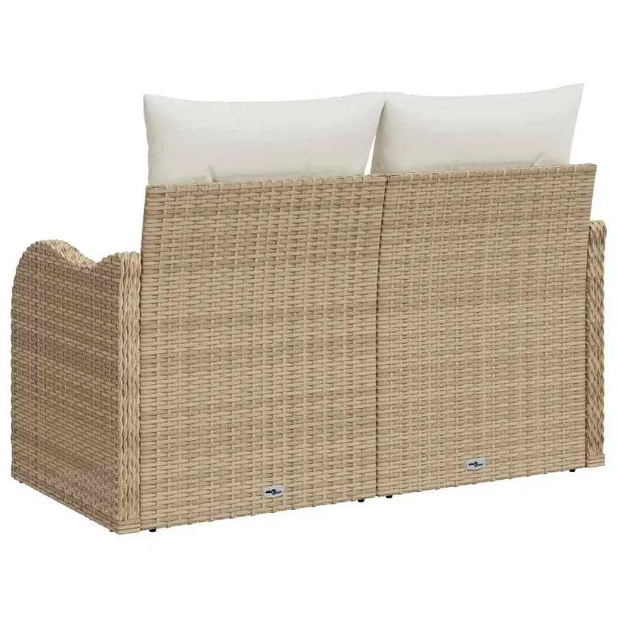Canapé de jardin avec coussin Beige 121 x 62 x 69cm polyrotin - 9