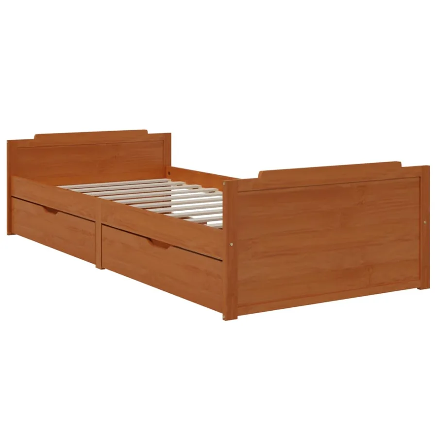 Cadre de lit sans matelas Marron miel Bois pin massif 90x200 cm - 3