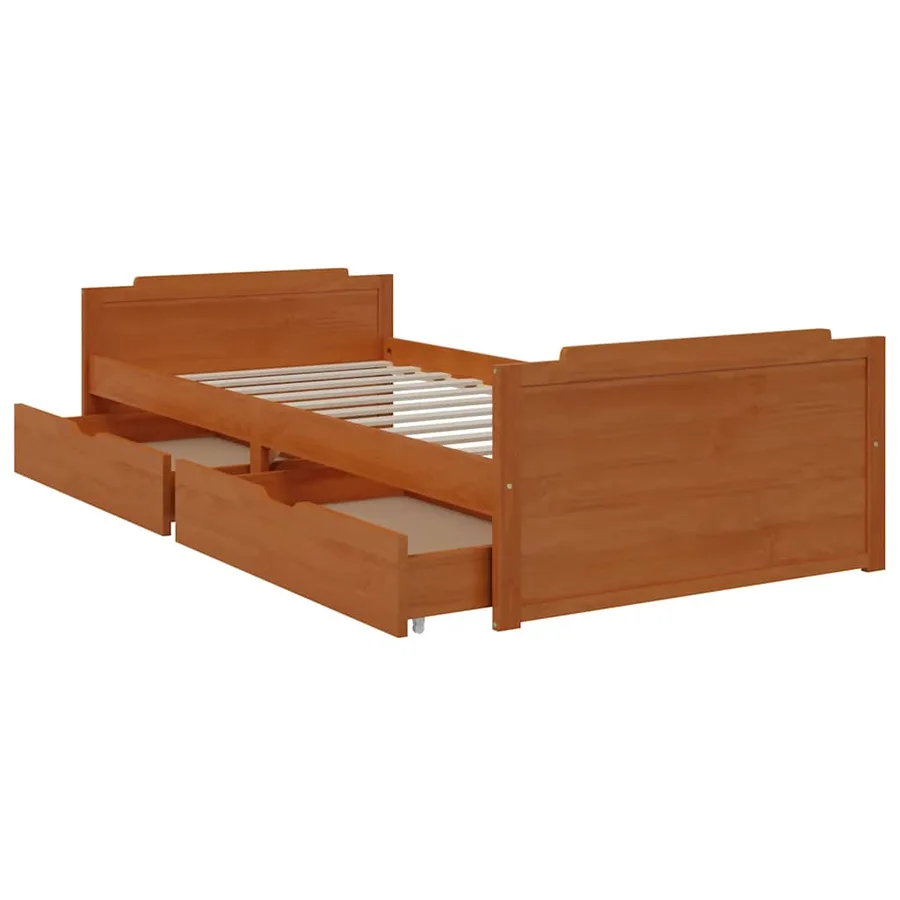 Cadre de lit sans matelas Marron miel Bois pin massif 90x200 cm - 6