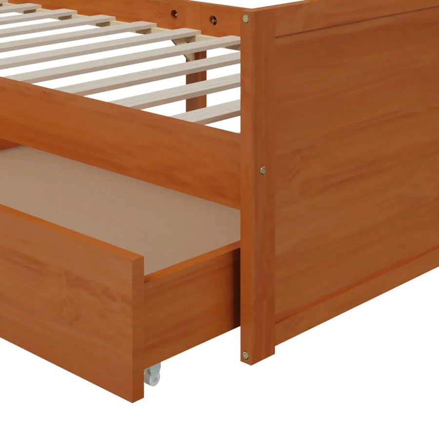 Cadre de lit sans matelas Marron miel Bois pin massif 90x200 cm - 7