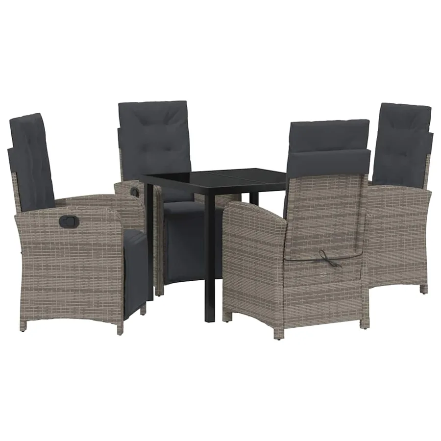 Ensemble de salle à manger pour jardin 5 pcs Gris polyrotin - 2