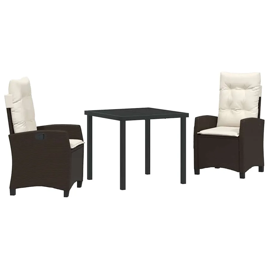 Ensemble de salle à manger pour jardin 3 pcs Marron polyrotin - 2