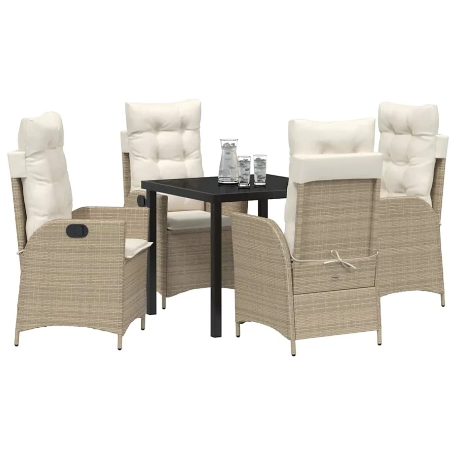 Ensemble de salle à manger pour jardin 5 pcs Beige polyrotin - 3