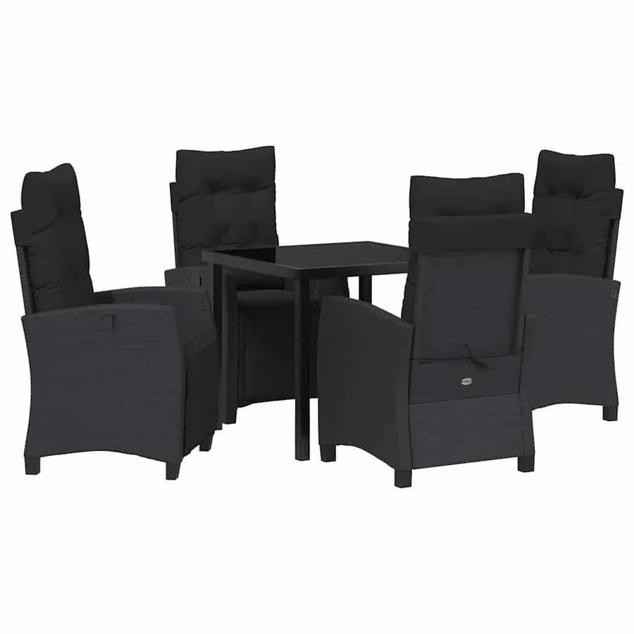 Ensemble de salle à manger pour jardin 5 pcs Noir polyrotin - 2