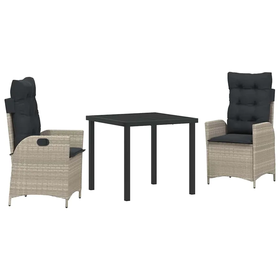 Ensemble de salle à manger pour jardin 3 pcs Gris clair - 2