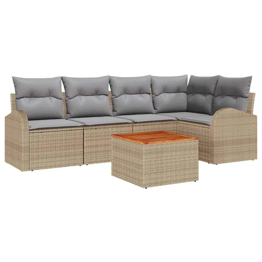 Ensemble de canapé de jardin 6 pcs Beige et Gris clair - 2