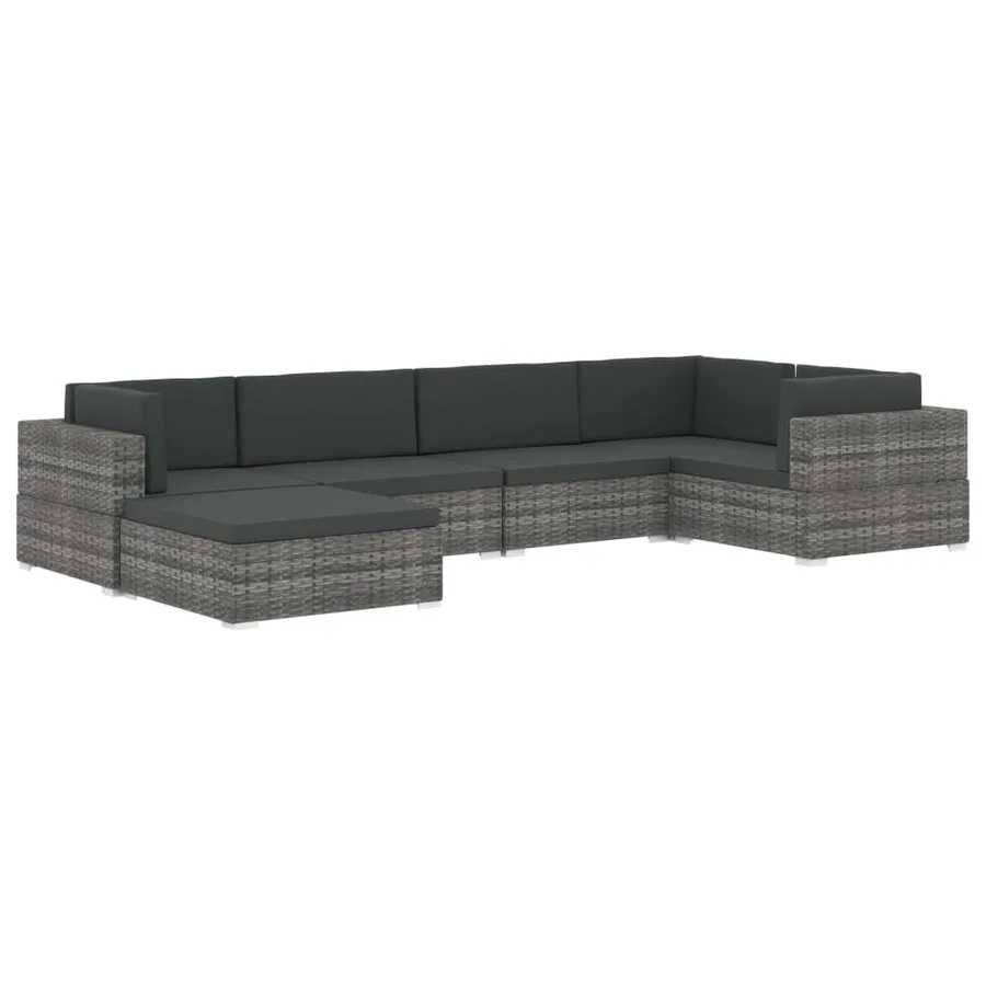 Siège central sectionnel 1 pc et coussins Résine tressée Noir - 9