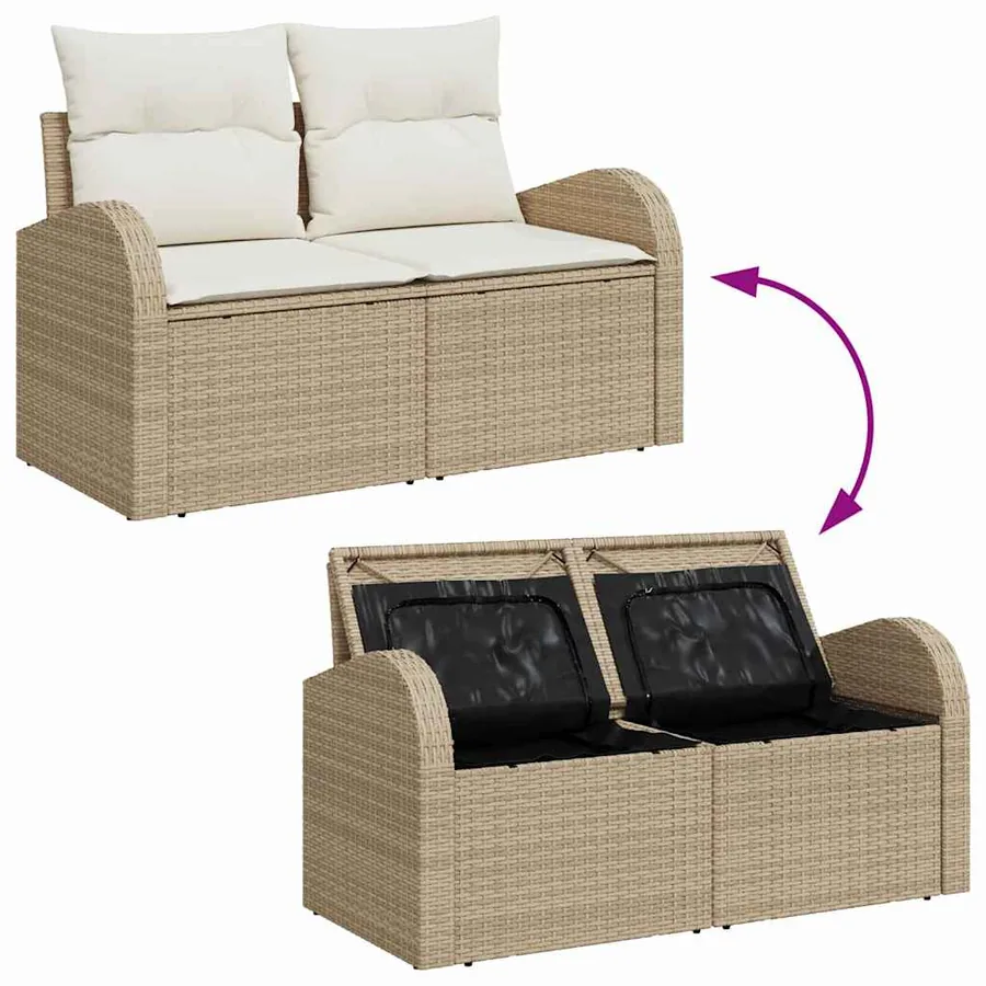Ensemble de canapé de jardin 8 pcs Beige Poly Rattan - 10