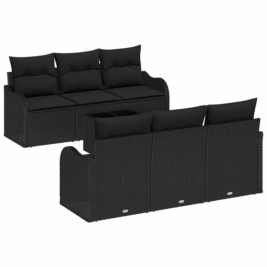 Ensemble de canapé de jardin avec coussin 7 pcs Noir - 2