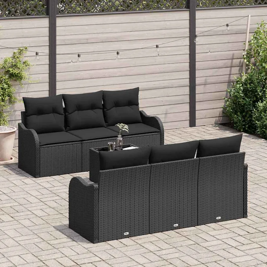 Ensemble de canapé de jardin avec coussin 7 pcs Noir - 3
