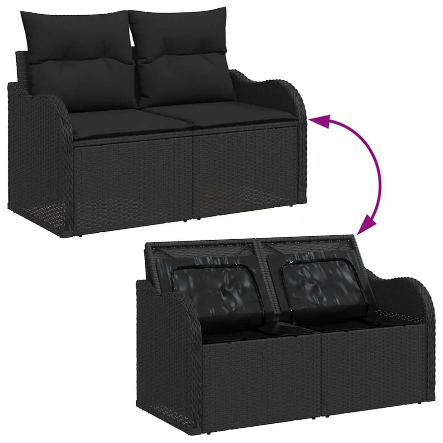 Ensemble de canapé de jardin avec coussin 7 pcs Noir - 9