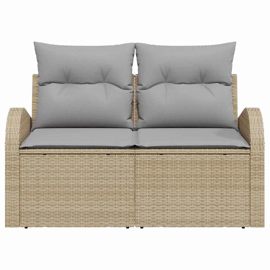Canapé de jardin avec coussin Beige 124 x 62 x 69cm polyrotin - 5